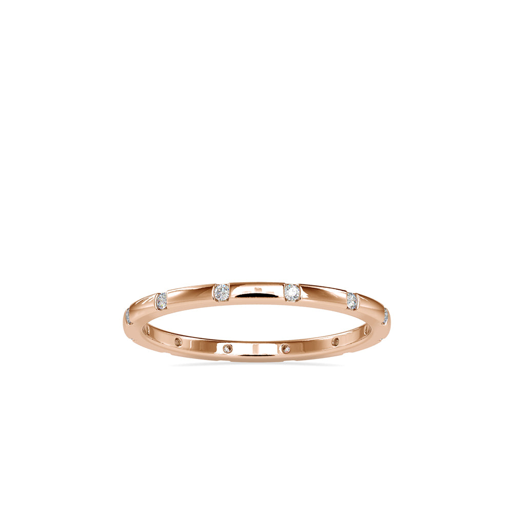 SKU: 0081 (10K) Dainty Diamond Wedding Band in Rose Gold.
