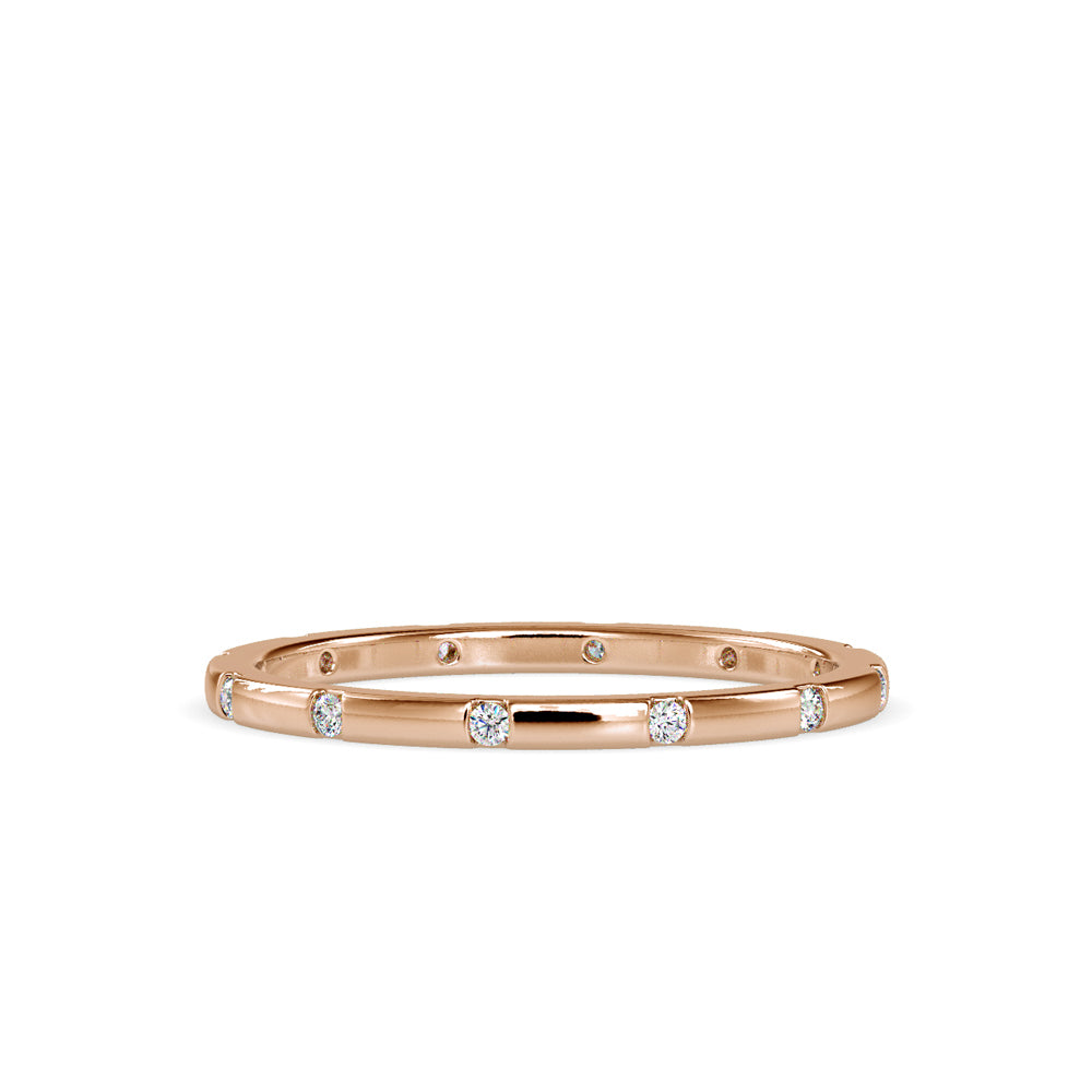SKU: 0081 (10K) Dainty Diamond Wedding Band in Rose Gold.
