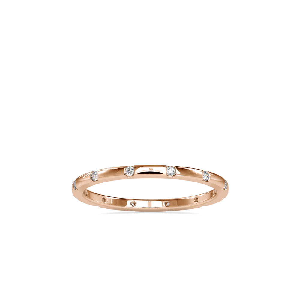 SKU: 0081 (18K) Dainty Diamond Wedding Band in Rose Gold.