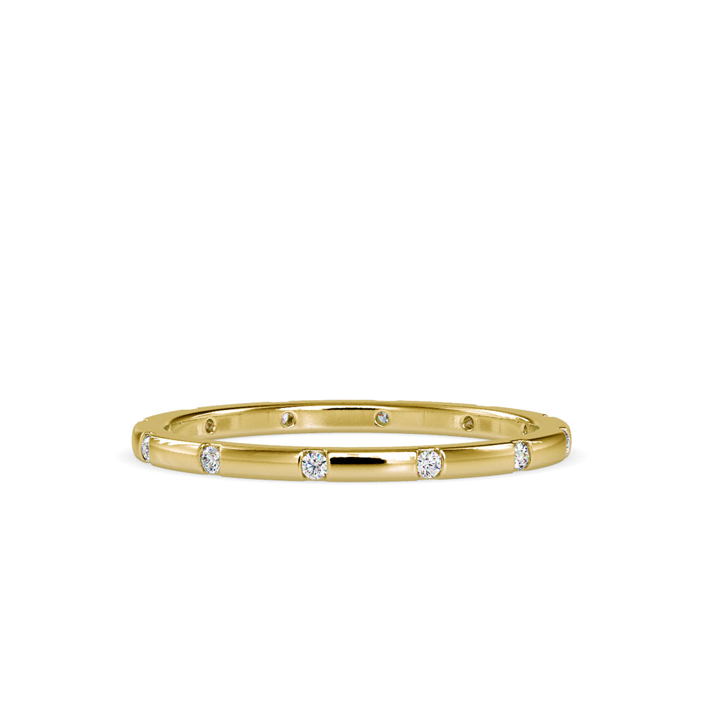 SKU: 0081 (14K) Dainty Diamond Wedding Band in Rose Gold.