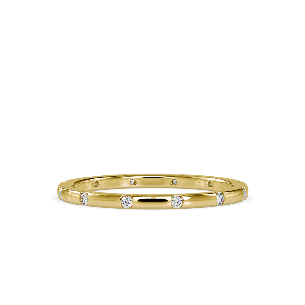 SKU: 0081 (18K) Dainty Diamond Wedding Band in Rose Gold.