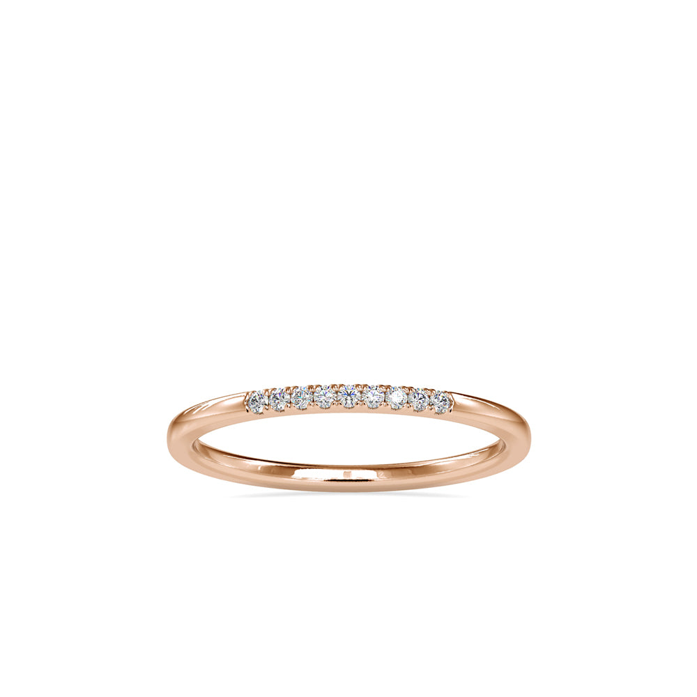 SKU: 0084 (14K) Dainty Diamond Bead-setting Wedding Band in Rose Gold.