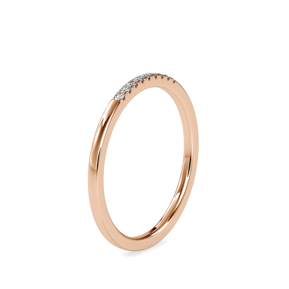 SKU: 0084 (10K) Dainty Diamond Bead-setting Wedding Band in Rose Gold.
