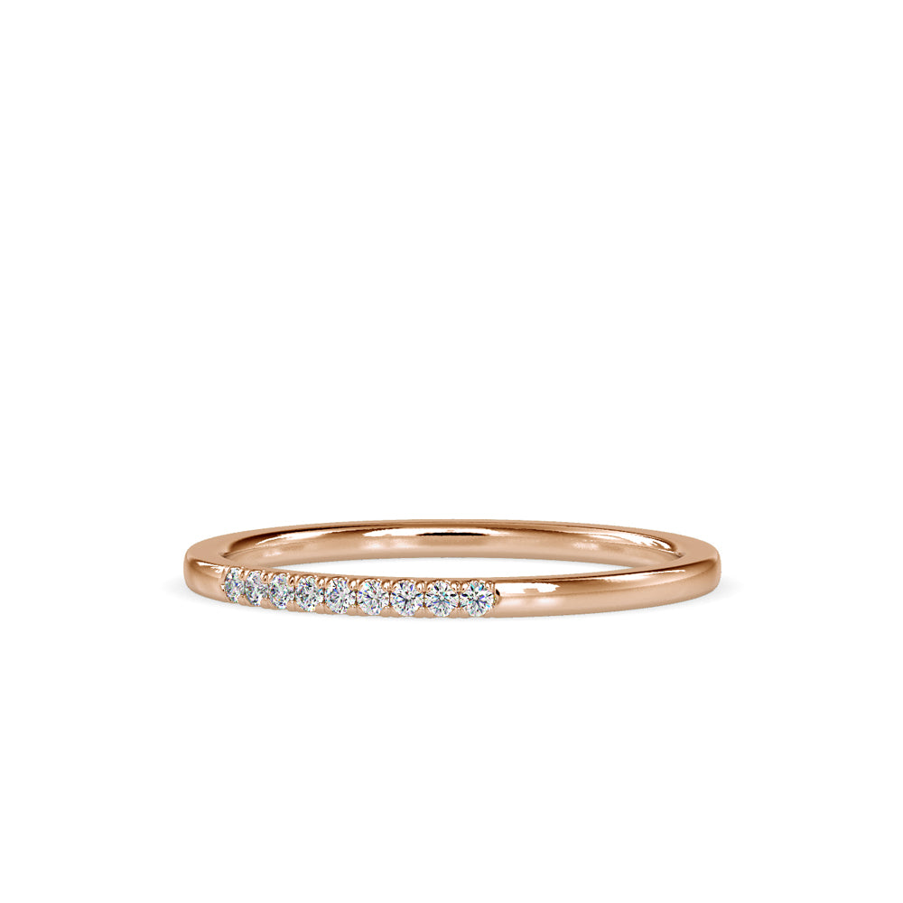 SKU: 0084 (14K) Dainty Diamond Bead-setting Wedding Band in Rose Gold.