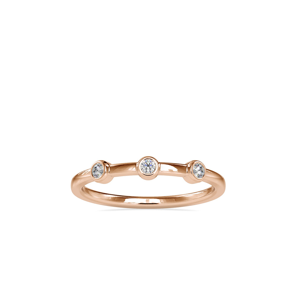 SKU: 0085 (10K) Minimalist Three-stone Ring in Rose Gold.