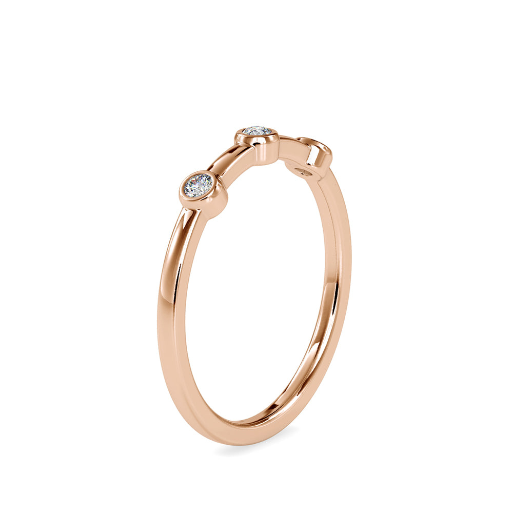 SKU: 0085 (22K) Minimalist Three-stone Ring in Rose Gold.