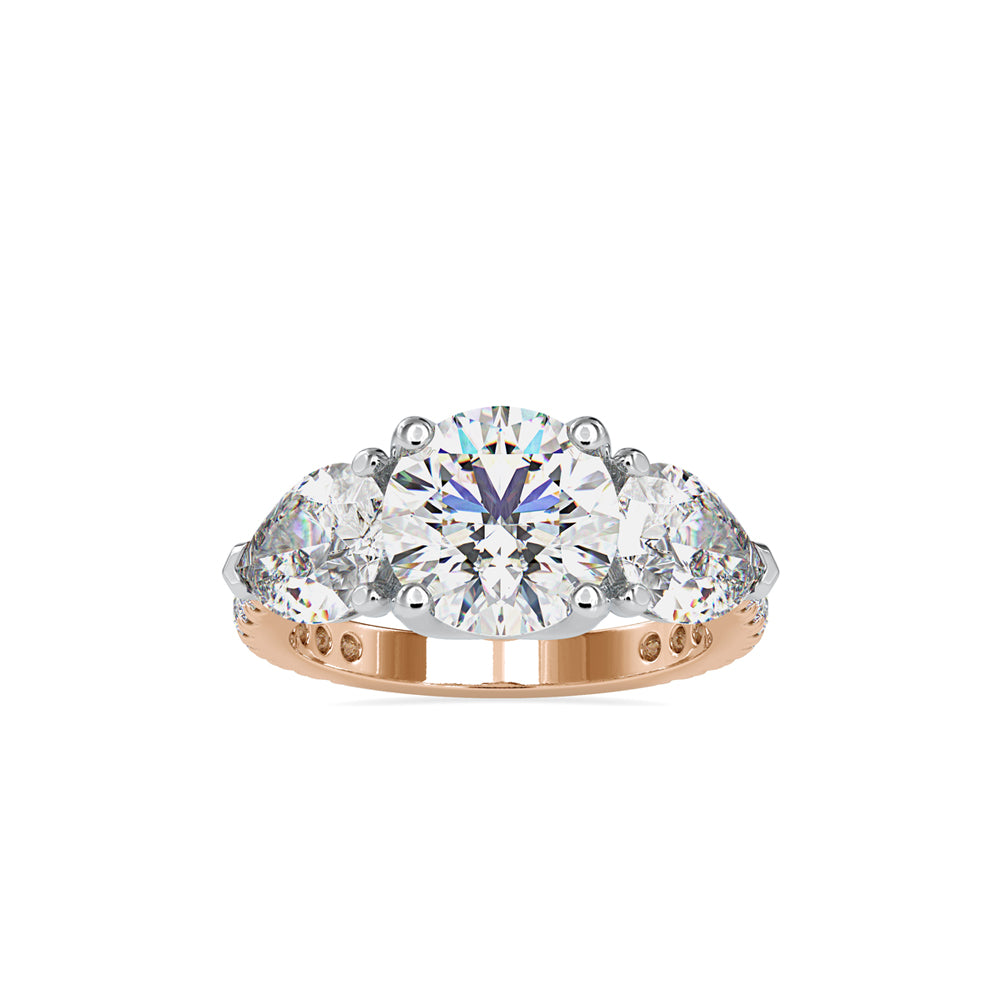 SKU: 0090 (14K) Two-tones pearl-Round Engagment Ring in Rose Gold.