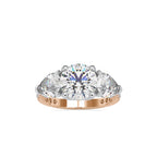 SKU: 0090 (14K) Two-tones pearl-Round Engagment Ring in Rose Gold.