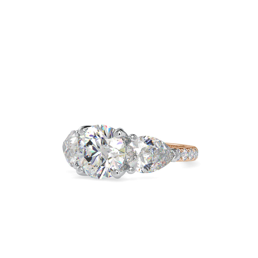 SKU: 0090 (22K) Two-tones pearl-Round Engagment Ring in Rose Gold.