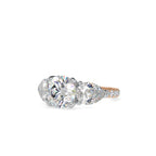 SKU: 0090 (14K) Two-tones pearl-Round Engagment Ring in Rose Gold.