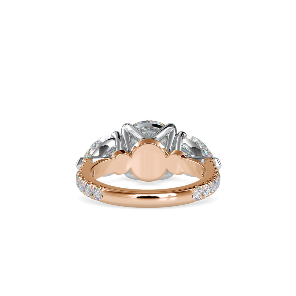 SKU: 0090 (10K) Two-tones pearl-Round Engagment Ring in Rose Gold.
