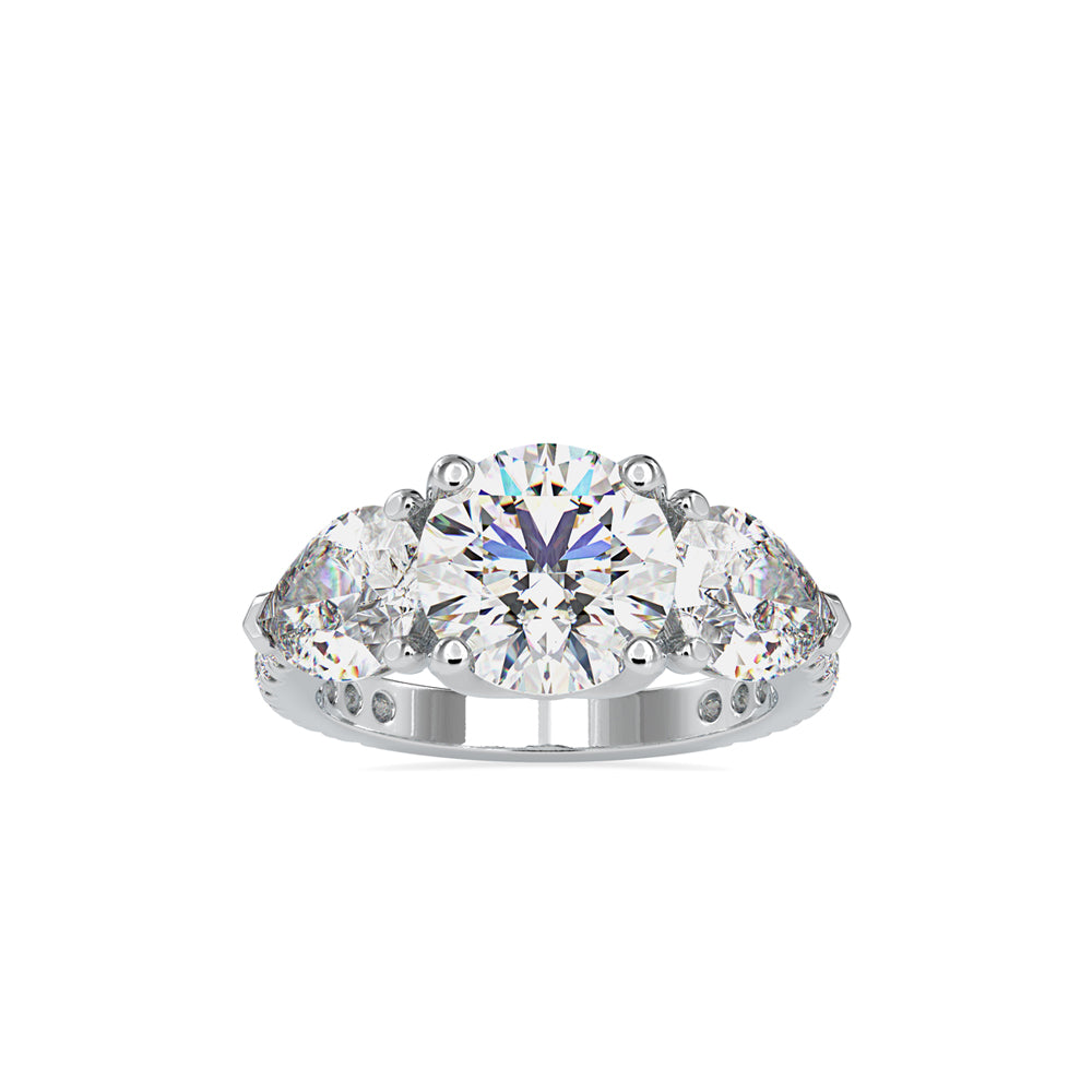 SKU: 0090 (22K) Two-tones pearl-Round Engagment Ring in Rose Gold.