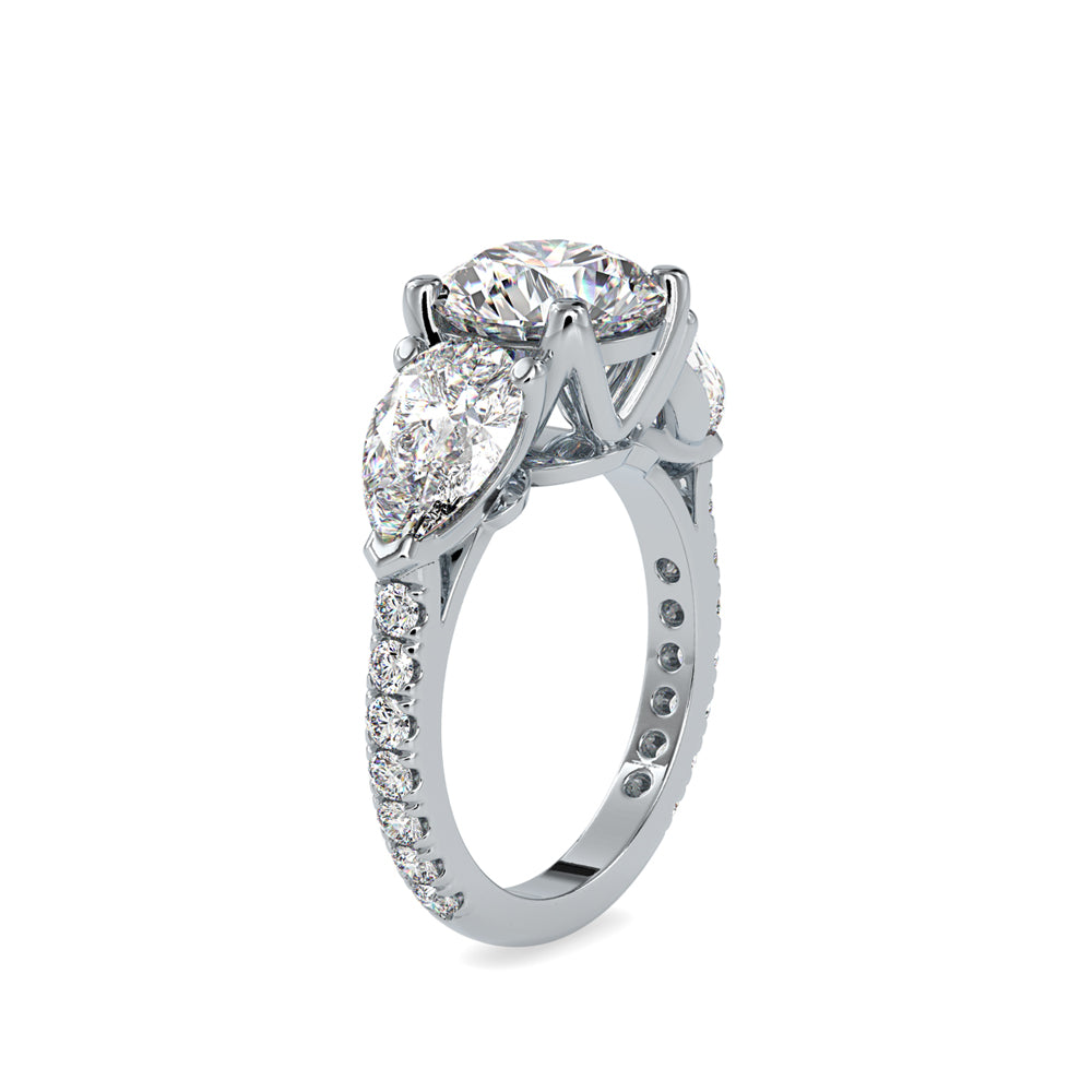 SKU: 0090 (22K) Two-tones pearl-Round Engagment Ring in Rose Gold.
