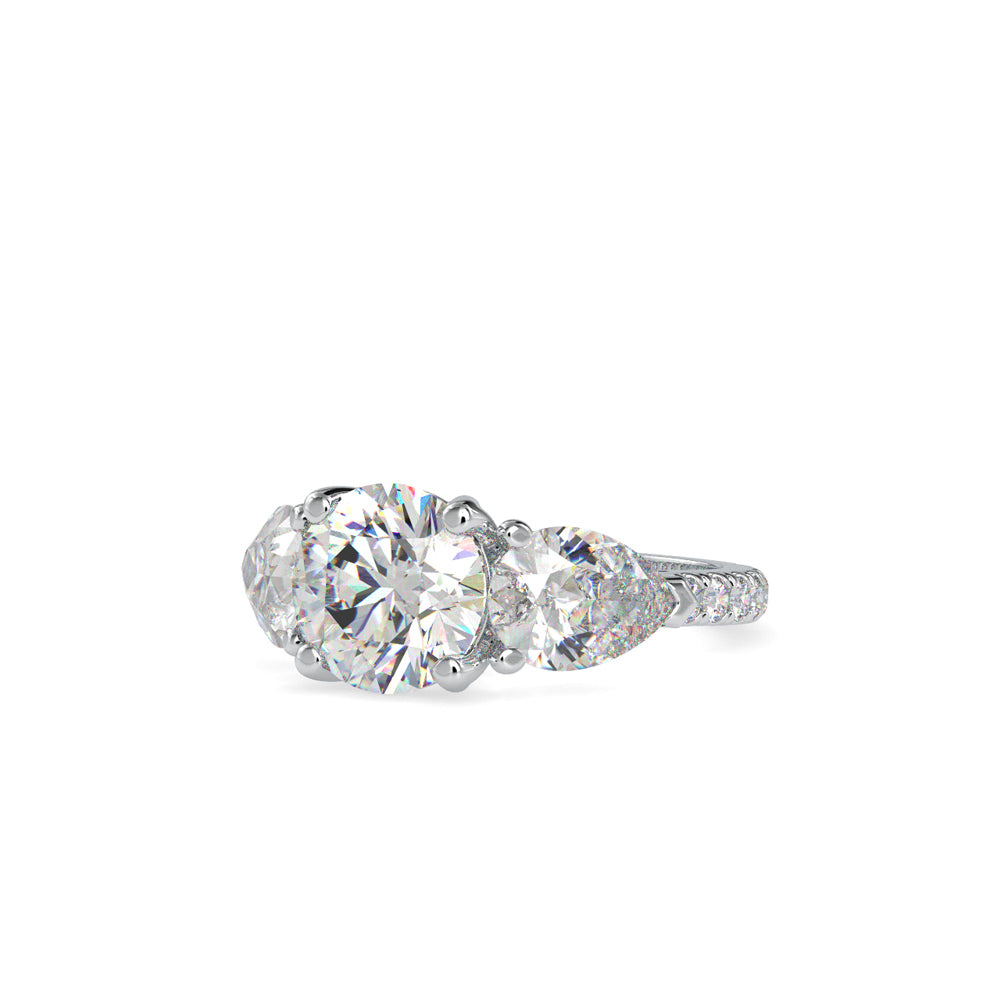 SKU: 0090 (22K) Two-tones pearl-Round Engagment Ring in Rose Gold.