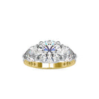 SKU: 0090 (14K) Two-tones pearl-Round Engagment Ring in Rose Gold.