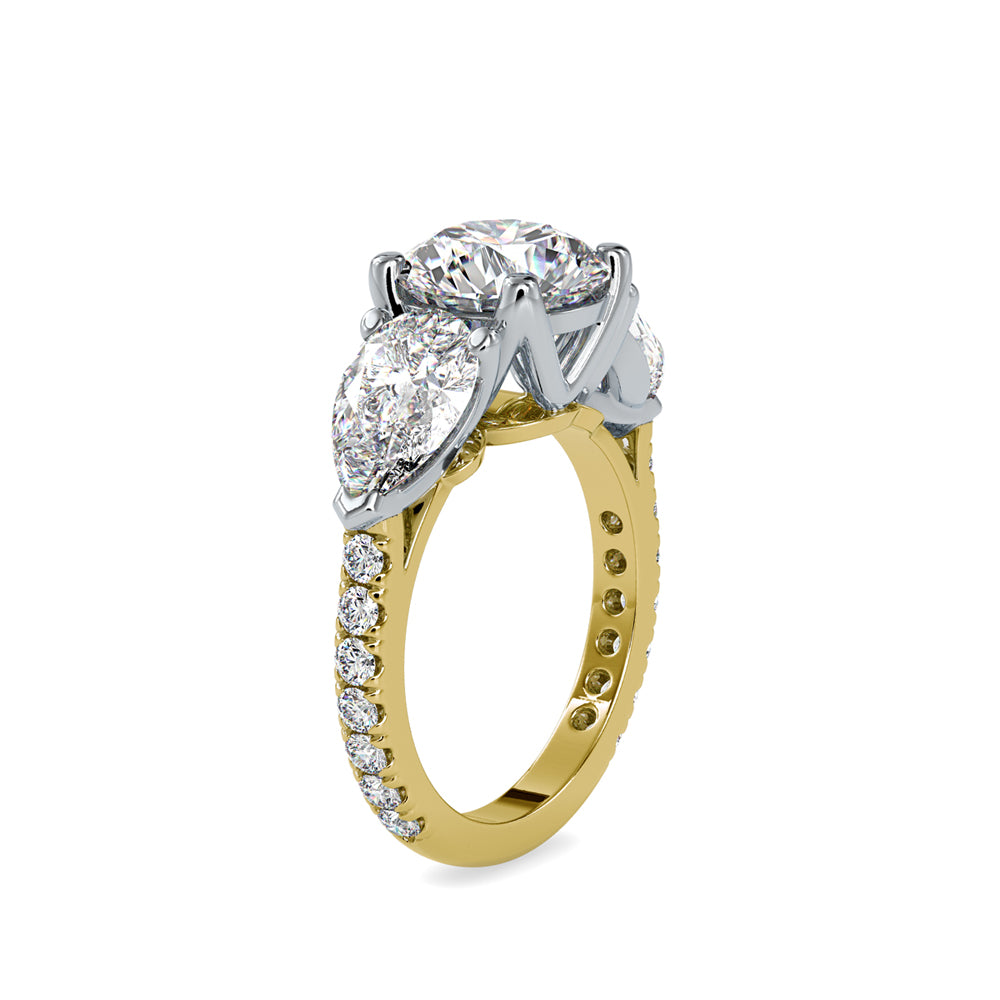 SKU: 0090 (10K) Two-tones pearl-Round Engagment Ring in Rose Gold.