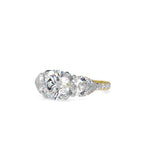 SKU: 0090 (18K) Two-tones pearl-Round Engagment Ring in Rose Gold.
