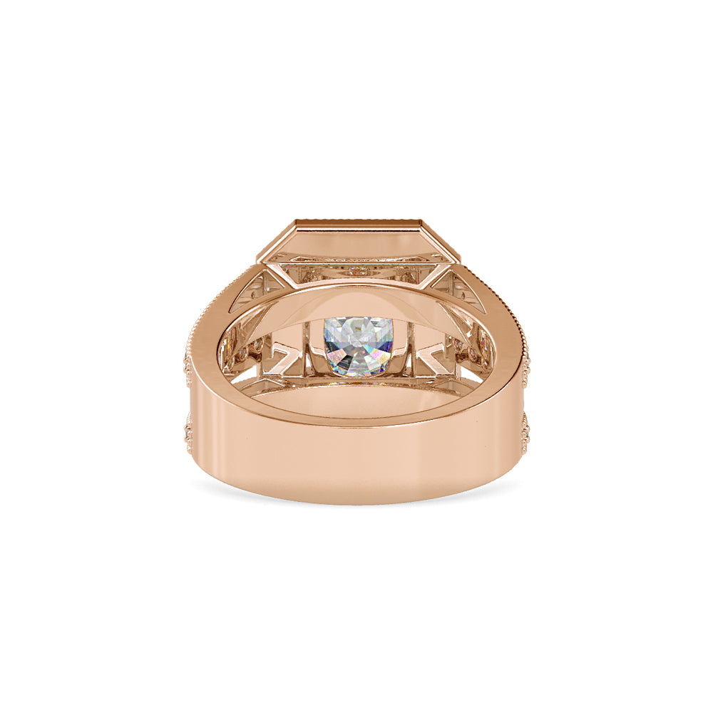 SKU: 0091 (14K) Cushion Halo Triple Split Shank Engagment Ring in Rose Gold.