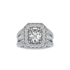 SKU: 0091 (14K) Cushion Halo Triple Split Shank Engagment Ring in Rose Gold.