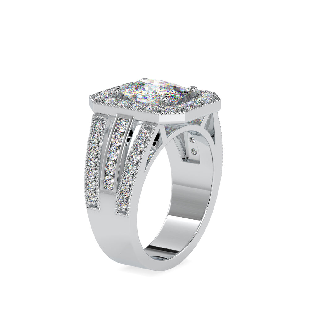 SKU: 0091 (18K) Cushion Halo Triple Split Shank Engagment Ring in Rose Gold.