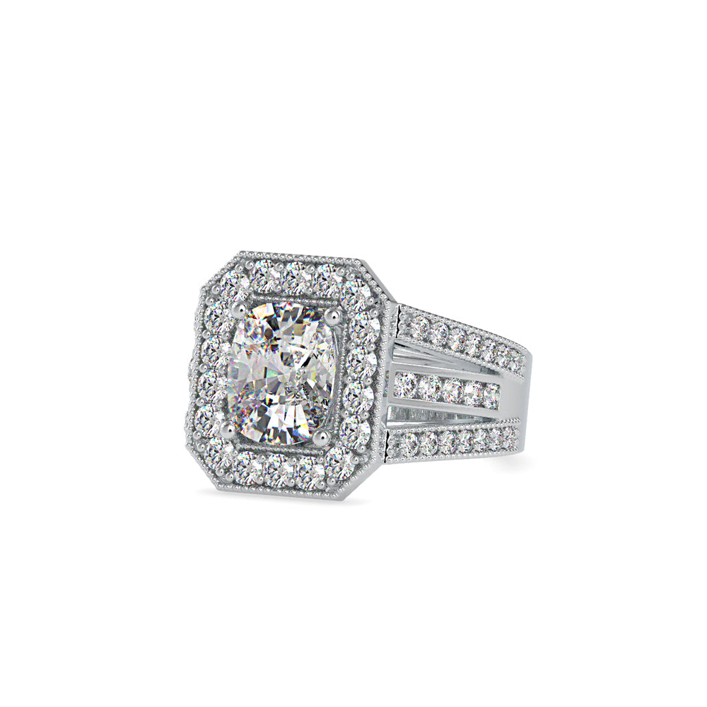 SKU: 0091 (14K) Cushion Halo Triple Split Shank Engagment Ring in Rose Gold.