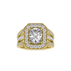 SKU: 0091 (22K) Cushion Halo Triple Split Shank Engagment Ring in Rose Gold.