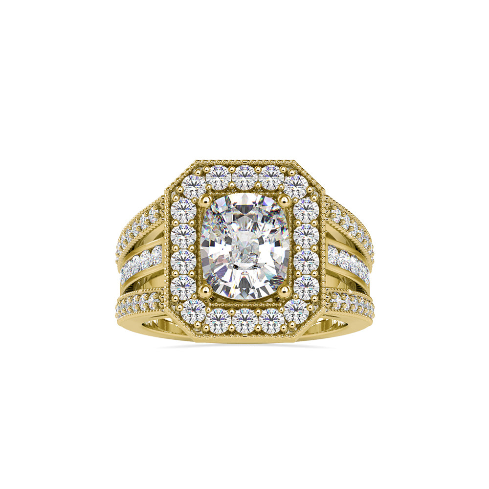 SKU: 0091 (18K) Cushion Halo Triple Split Shank Engagment Ring in Rose Gold.