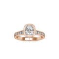 SKU: 0092 (14K) Elongated Cushion Bezel Solitaire Engagment Ring in Rose Gold.