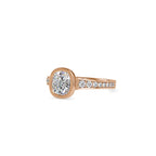 SKU: 0092 (14K) Elongated Cushion Bezel Solitaire Engagment Ring in Rose Gold.