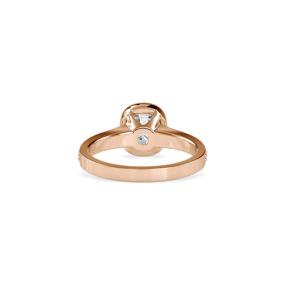 SKU: 0092 (22K) Elongated Cushion Bezel Solitaire Engagment Ring in Rose Gold.