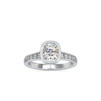 SKU: 0092 (18K) Elongated Cushion Bezel Solitaire Engagment Ring in Rose Gold.