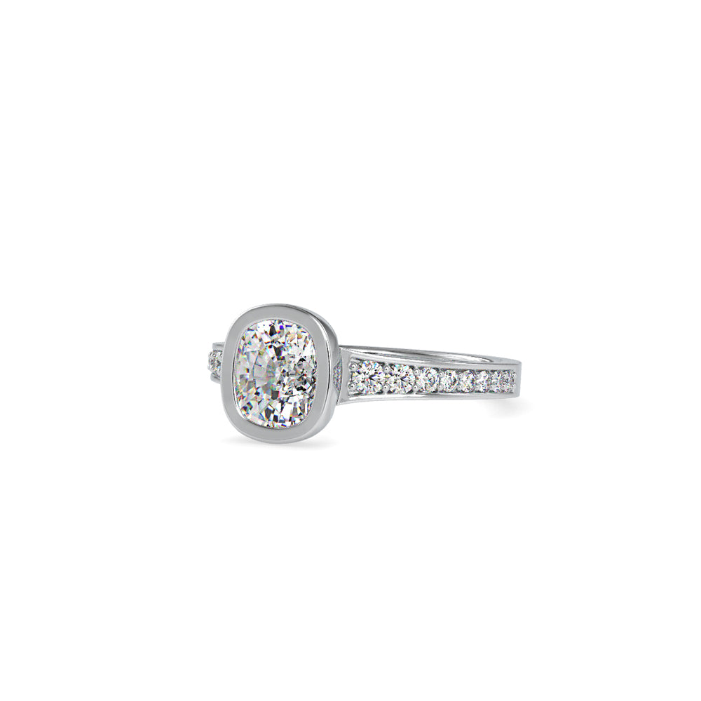 SKU: 0092 (10K) Elongated Cushion Bezel Solitaire Engagment Ring in Rose Gold.