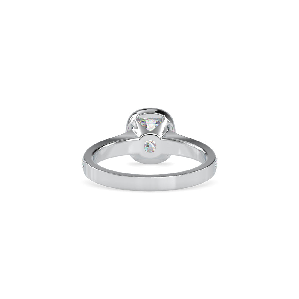 SKU: 0092 (14K) Elongated Cushion Bezel Solitaire Engagment Ring in Rose Gold.