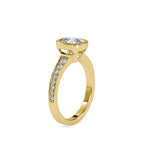 SKU: 0092 (18K) Elongated Cushion Bezel Solitaire Engagment Ring in Rose Gold.