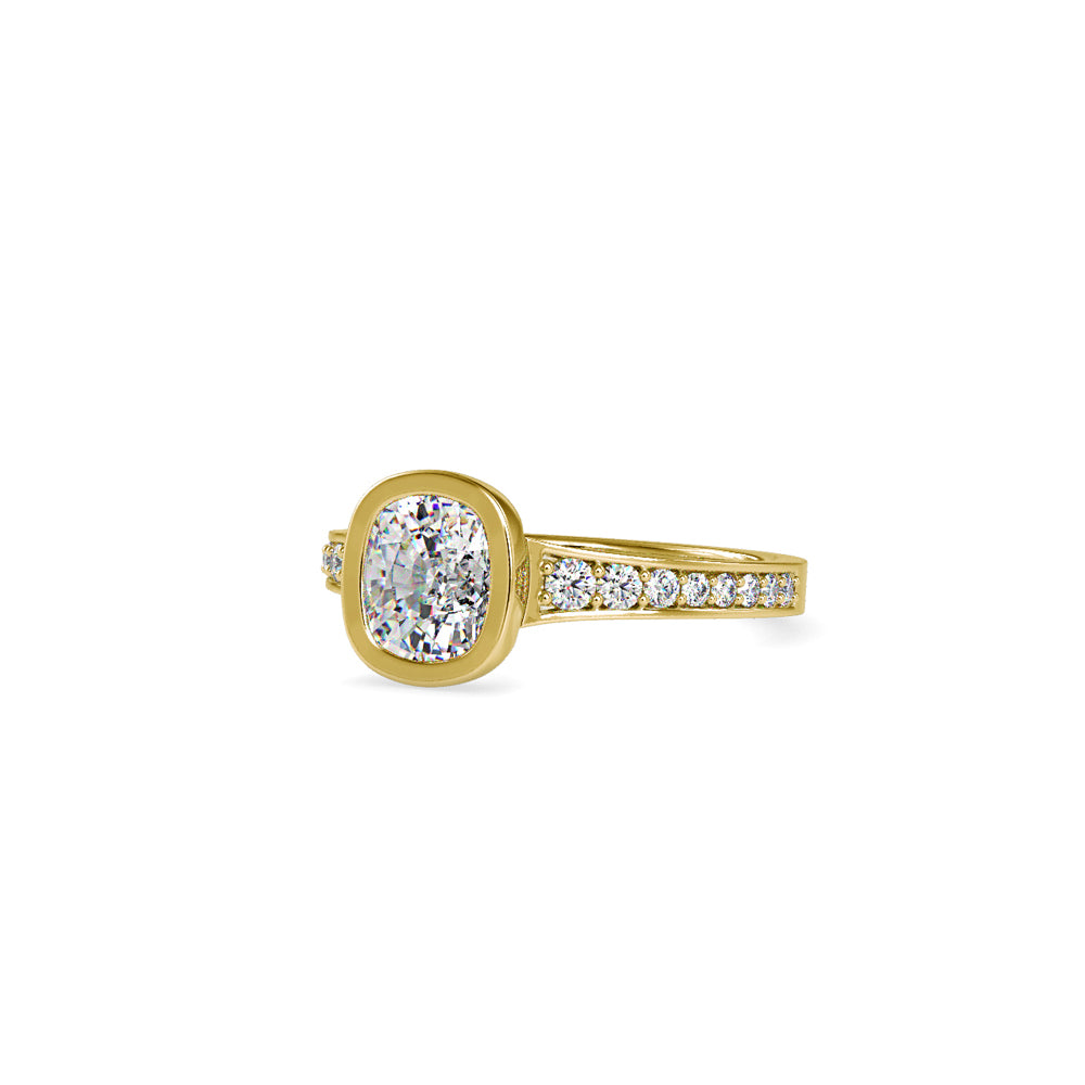 SKU: 0092 (18K) Elongated Cushion Bezel Solitaire Engagment Ring in Rose Gold.