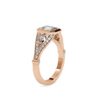 SKU: 0093 (18K) Vintage-inspired Emrald Diamond Split Shank in Rose Gold.