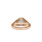 SKU: 0093 (10K) Vintage-inspired Emrald Diamond Split Shank in Rose Gold.