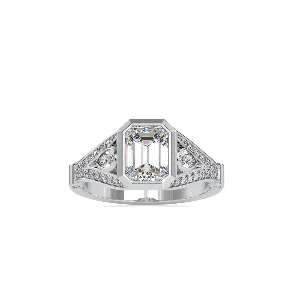 SKU: 0093 (14K) Vintage-inspired Emrald Diamond Split Shank in Rose Gold.