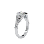 SKU: 0093 (18K) Vintage-inspired Emrald Diamond Split Shank in Rose Gold.