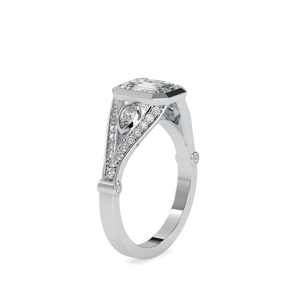 SKU: 0093 (14K) Vintage-inspired Emrald Diamond Split Shank in Rose Gold.