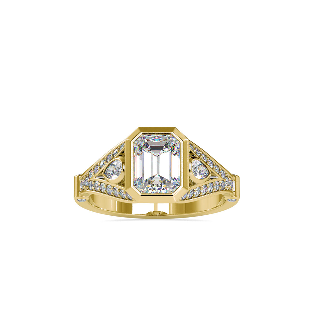 SKU: 0093 (14K) Vintage-inspired Emrald Diamond Split Shank in Rose Gold.