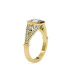 SKU: 0093 (10K) Vintage-inspired Emrald Diamond Split Shank in Rose Gold.