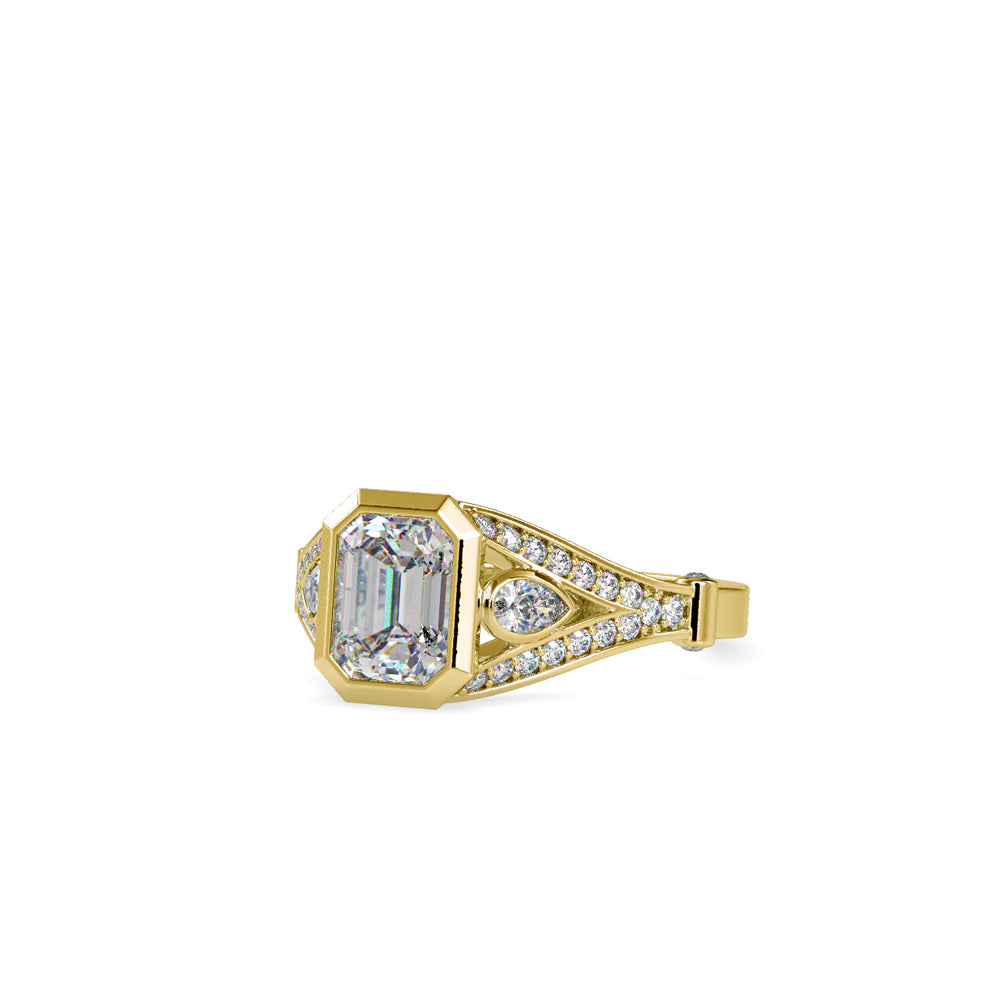 SKU: 0093 (10K) Vintage-inspired Emrald Diamond Split Shank in Rose Gold.