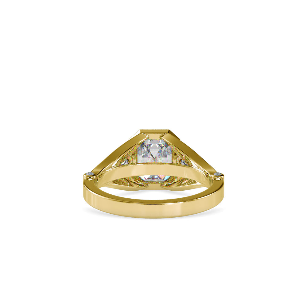 SKU: 0093 (18K) Vintage-inspired Emrald Diamond Split Shank in Rose Gold.