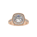 SKU: 0094 (18K) Vintage-Inspired Cushion Halo Engagment Ring in Rose Gold.