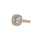 SKU: 0094 (22K) Vintage-Inspired Cushion Halo Engagment Ring in Rose Gold.