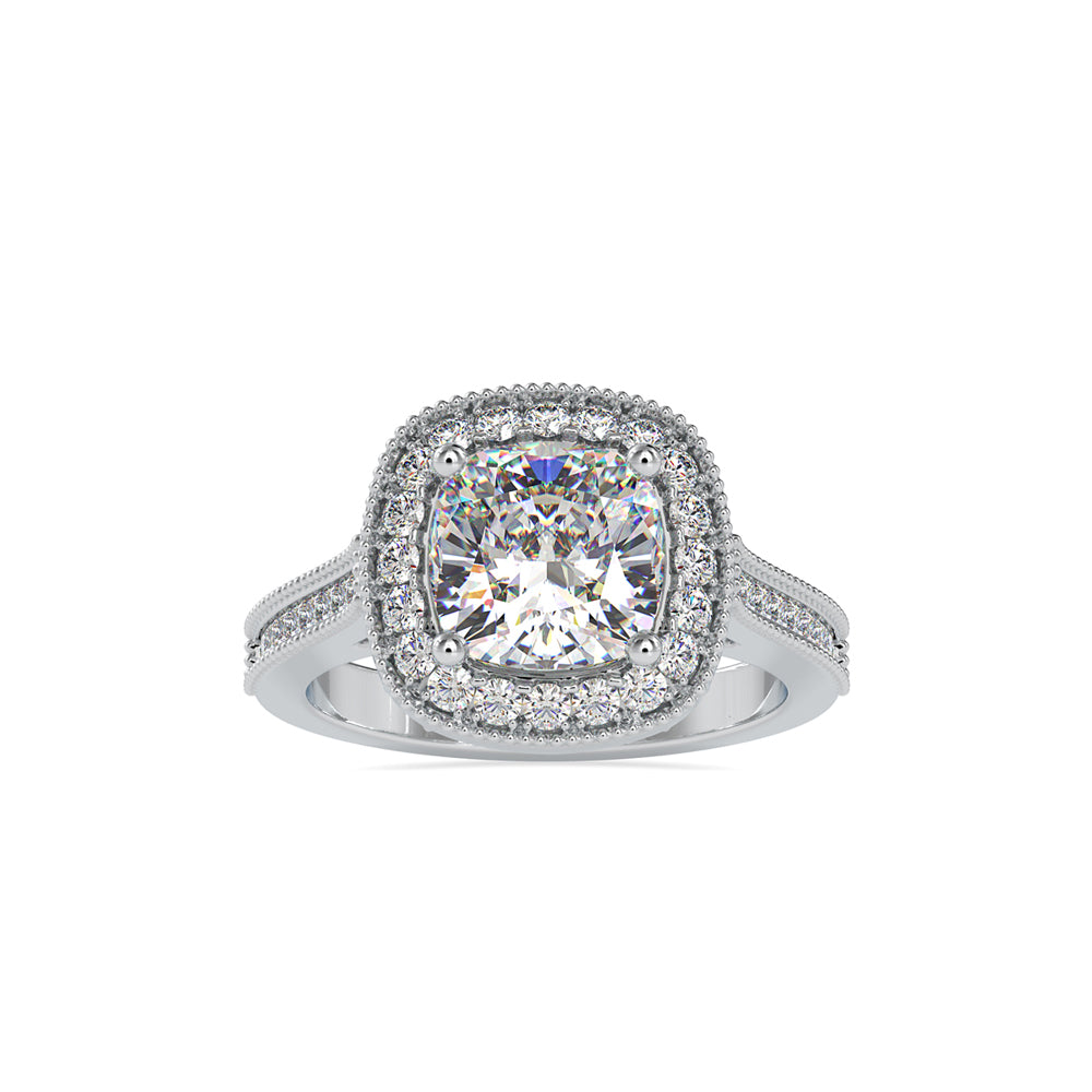 SKU: 0094 (22K) Vintage-Inspired Cushion Halo Engagment Ring in Rose Gold.