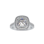 SKU: 0094 (10K) Vintage-Inspired Cushion Halo Engagment Ring in Rose Gold.
