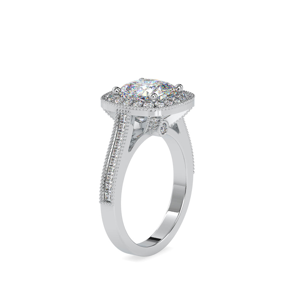 SKU: 0094 (10K) Vintage-Inspired Cushion Halo Engagment Ring in Rose Gold.