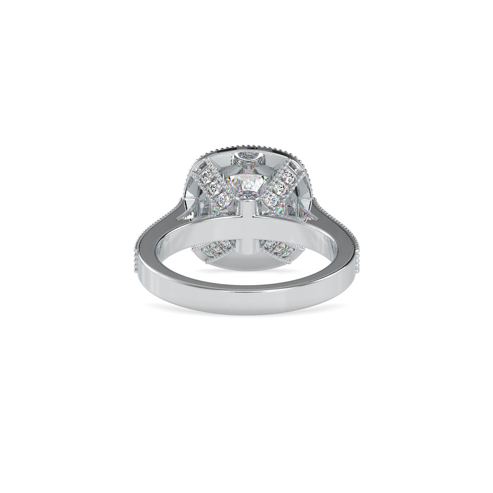 SKU: 0094 (14K) Vintage-Inspired Cushion Halo Engagment Ring in Rose Gold.